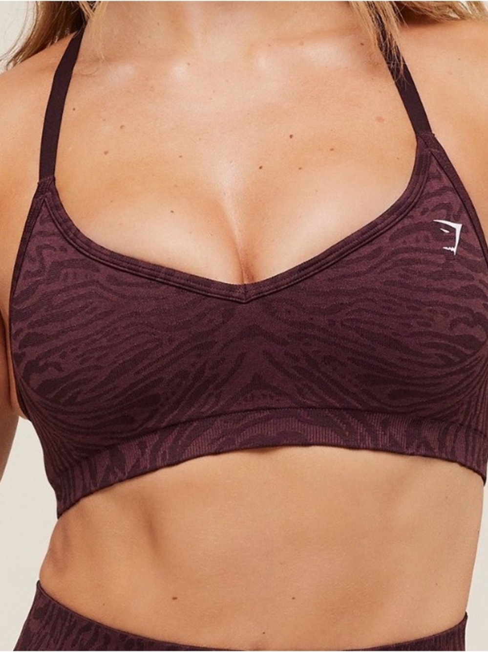 Gymshark Cherry Purple Animal-Print Seamless Sports Bra